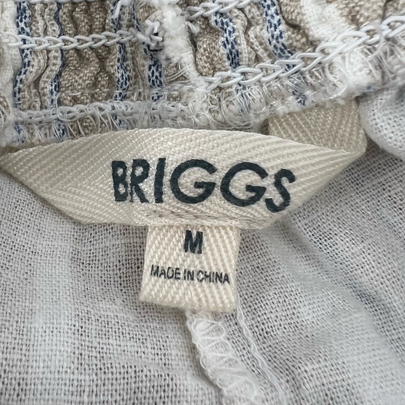 Briggs Junior’s Tan Striped Paper Bag Linen Shorts Size Medium - Picture 2 of 5